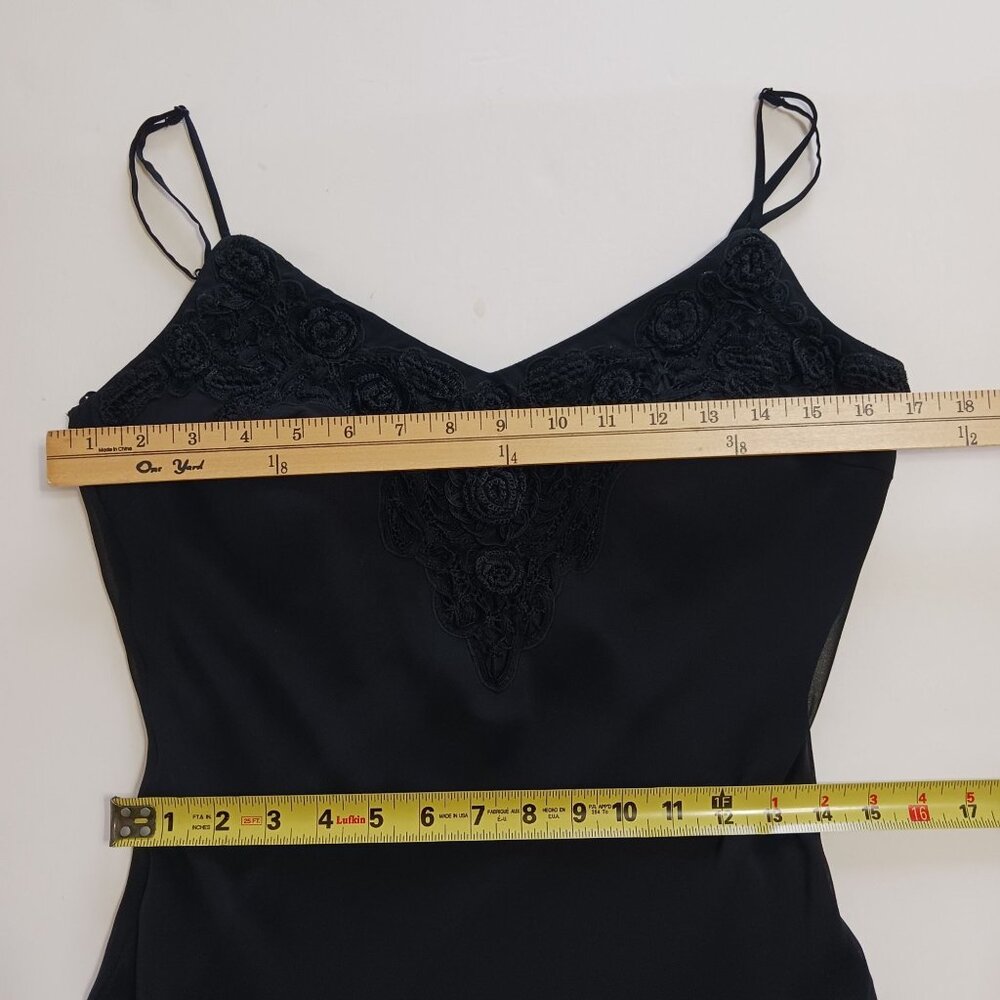 Vintage Cachet Y2K Black Handkerchief Hem Midi Dress Crochet Details Size 12 - Picture 11 of 14